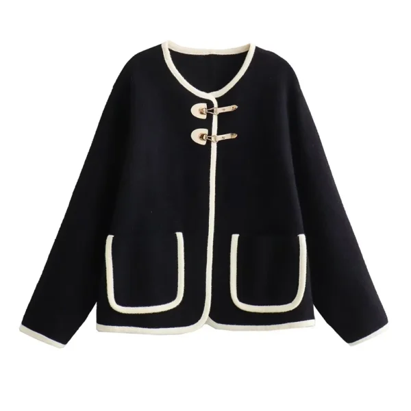 Coat Women Knitted Cardigan Autumn Winter O-neck Jackets - Image 5