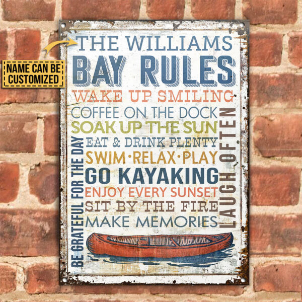 Personalized Kayak Bay Rules Wake Up Customized Classic Metal Signs - Image 2