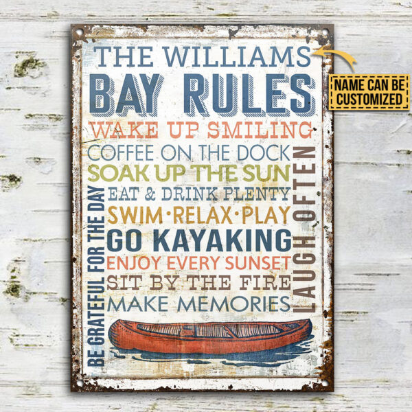 Personalized Kayak Bay Rules Wake Up Customized Classic Metal Signs - Image 3