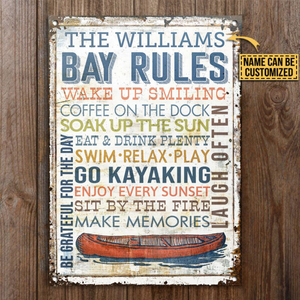 Personalized Kayak Bay Rules Wake Up Customized Classic Metal Signs - Image 4