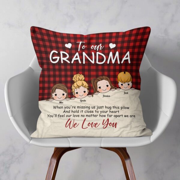 When You’re Missing Us Just Hug This – Personalized Pillow – Christmas, Loving Gift For Grandma, Mimi, Nini, Granny – From Kids, Grandkids - Image 2